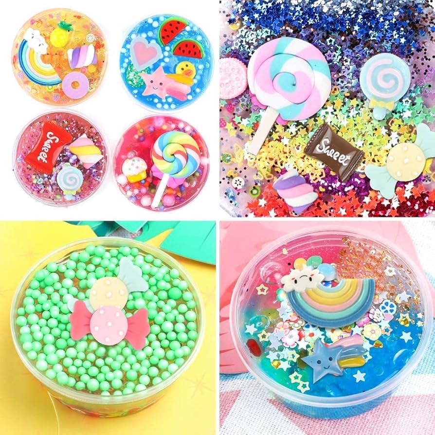 RiRi　ぷりんグッズ Amazon.com: 120Pcs Slime Charms Kawaii Candy Resin Charms